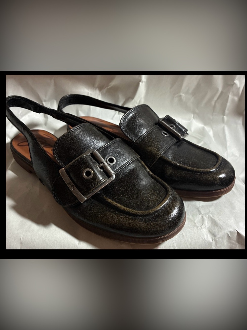 Zodiac-Women’s Eve Black Vegan Leather Slingback Sandals Shoes Size 6.5 EUC